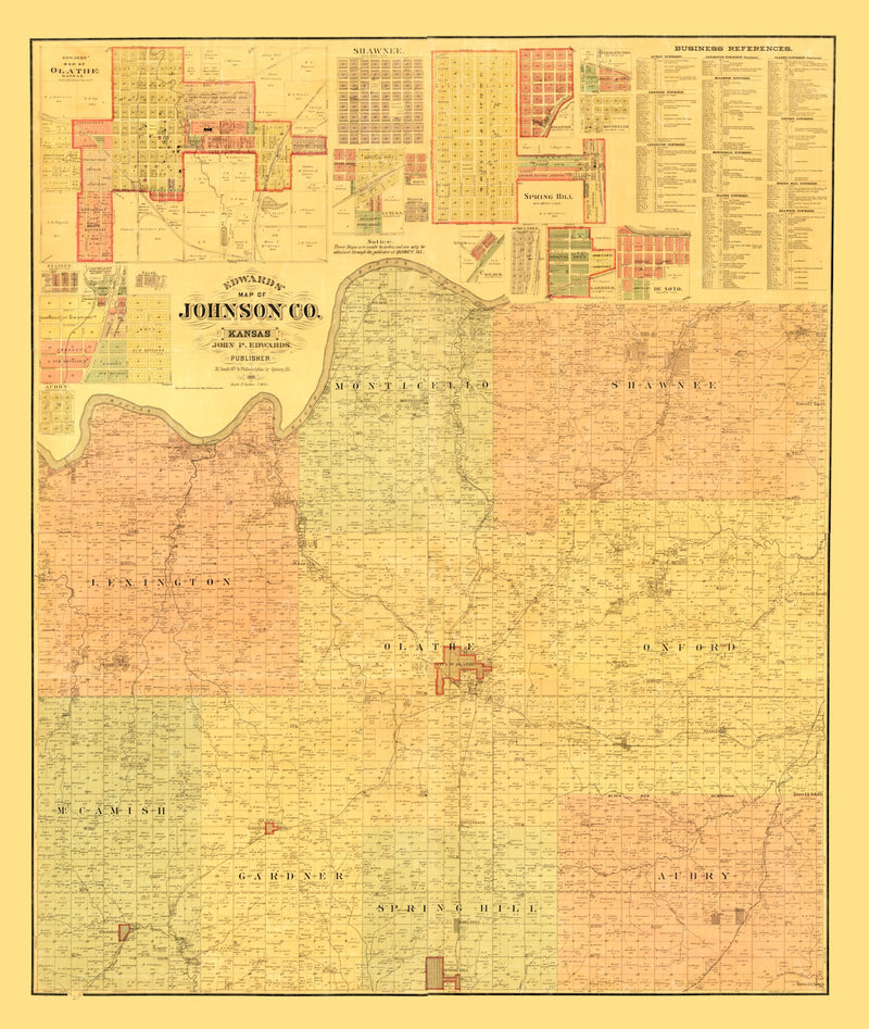 Size comparison using Vintage Map of Johnson County, Kansas 1886