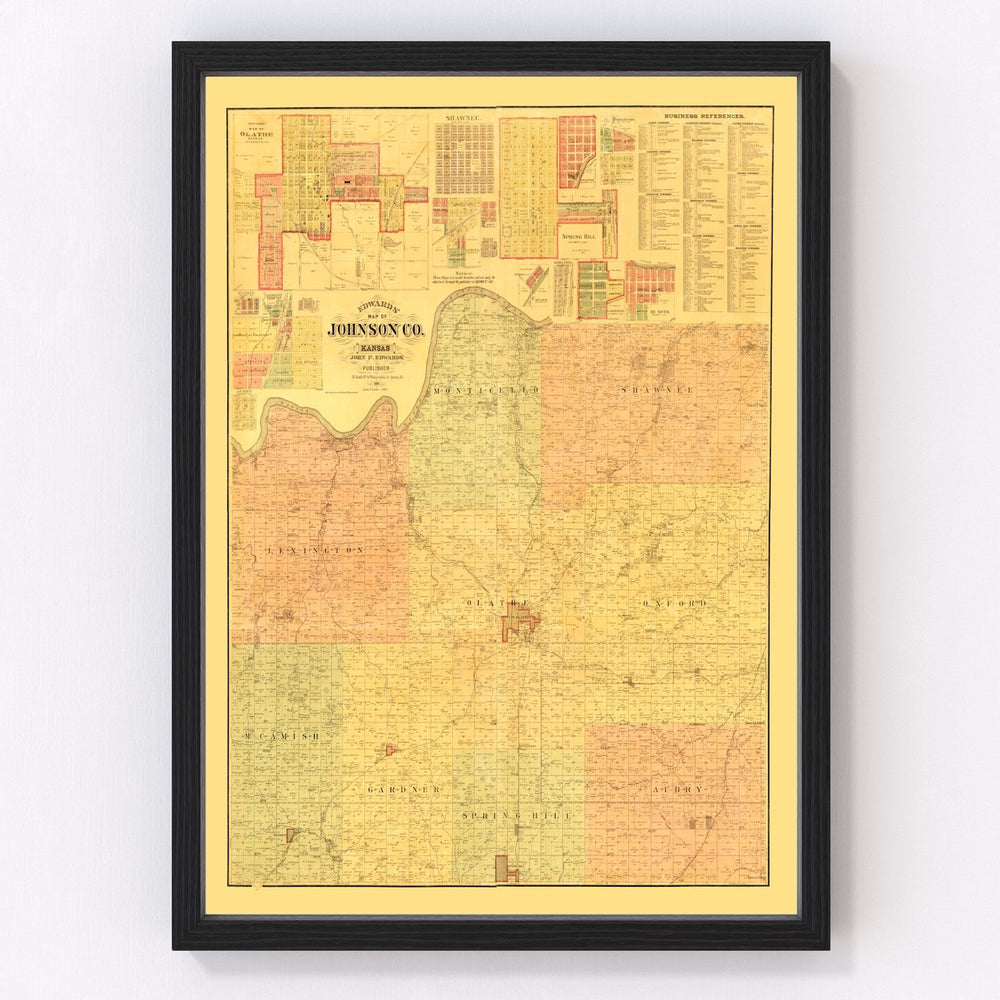 Johnson County Vintage Map 1886