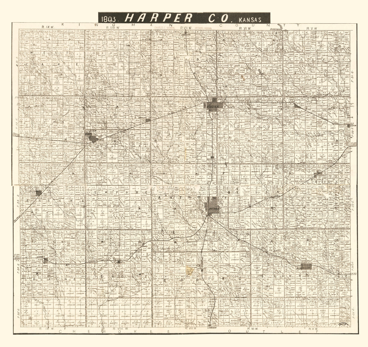 Preview of Vintage Map of Harper County, Kansas 1893