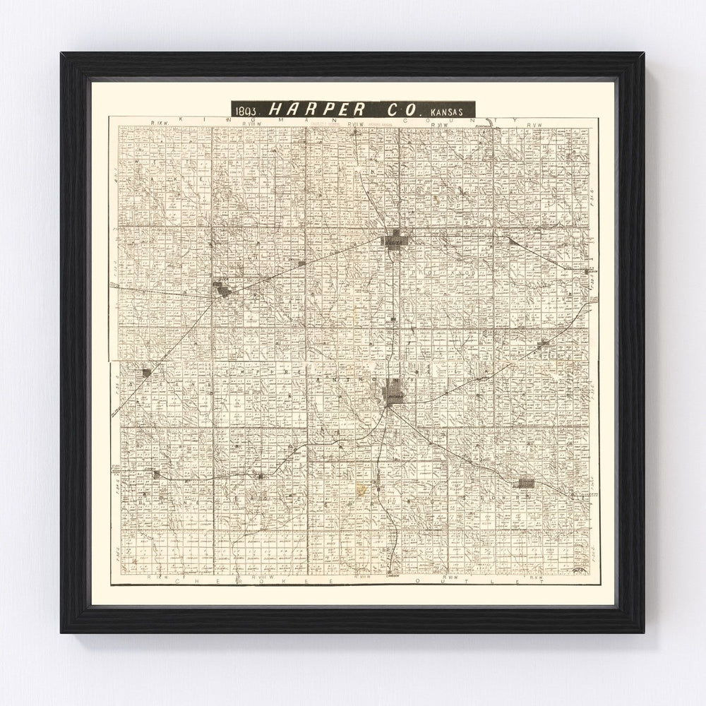 Harper County Vintage Map 1893