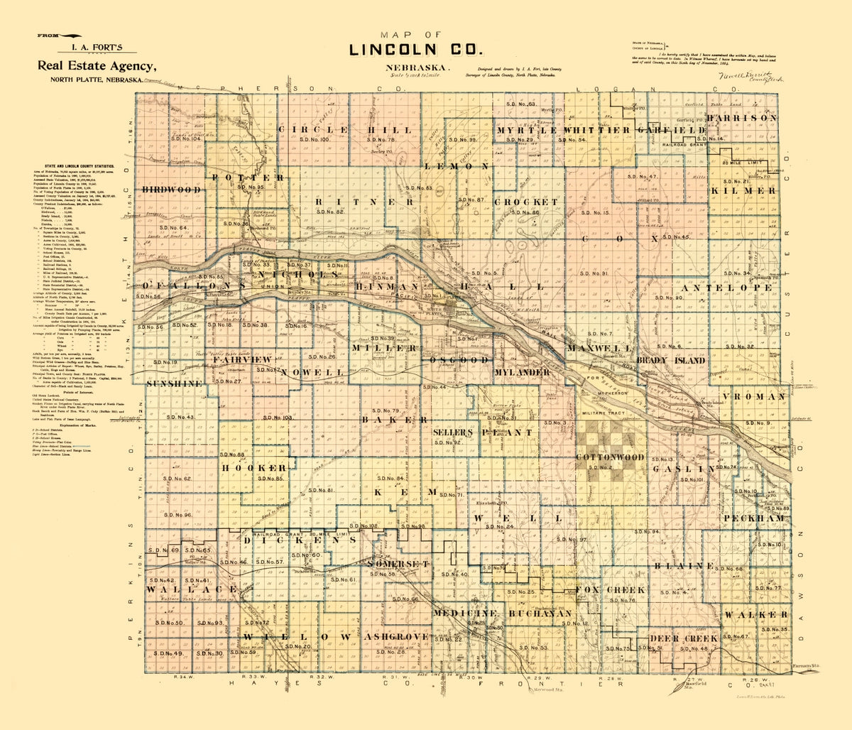 Preview of Vintage Map of Lincoln County, Nebraska 1894