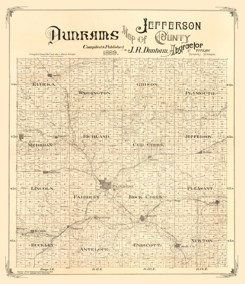 Size comparison using Vintage Map of Jefferson County, Nebraska 1889