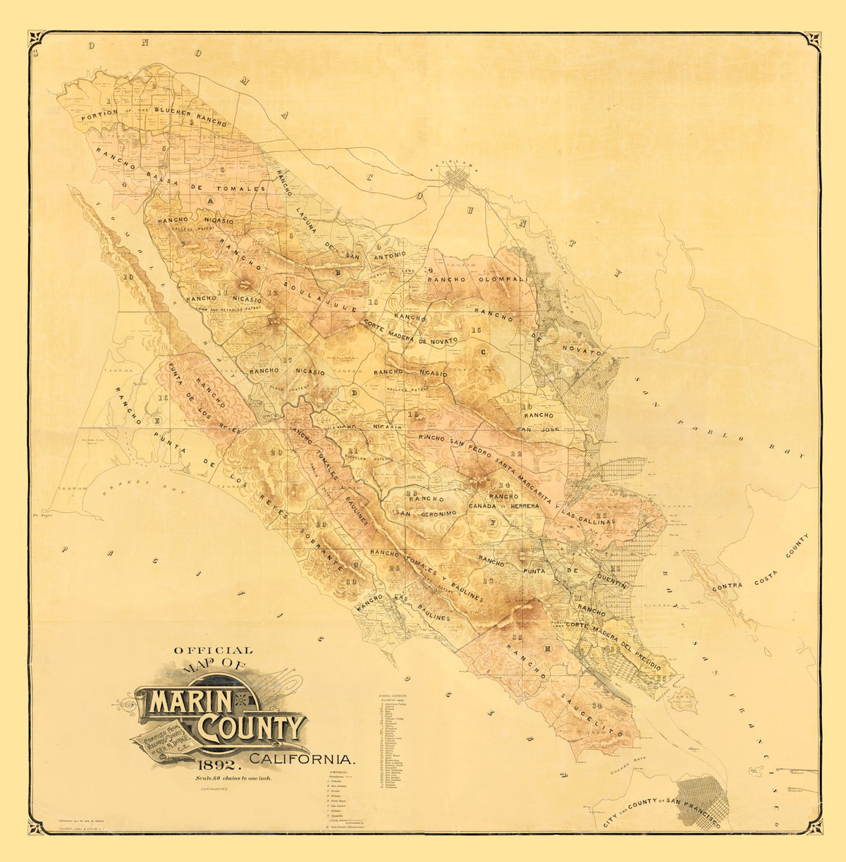 Preview of Vintage Map of Marin County, California 1892