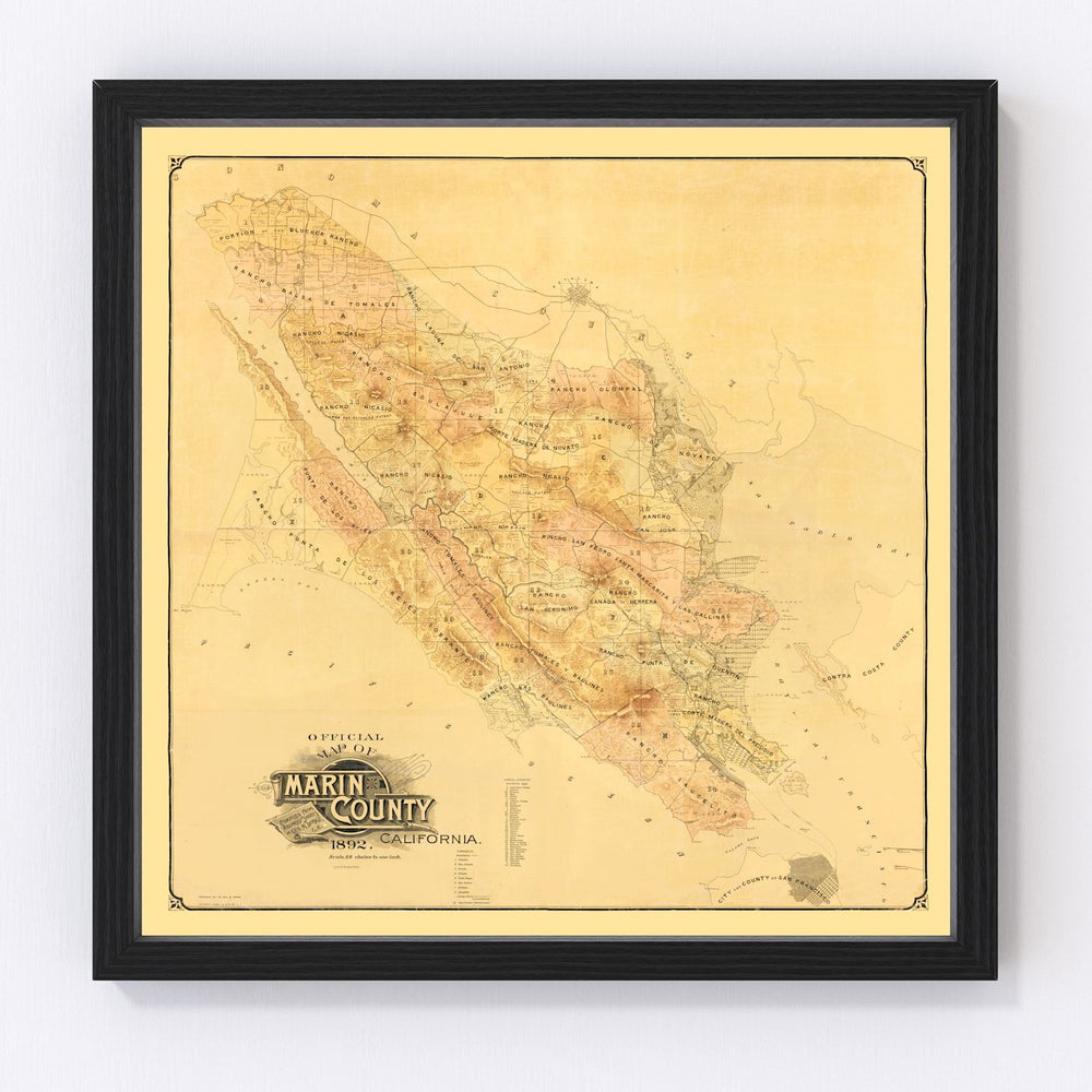 Marin County Vintage Map 1892