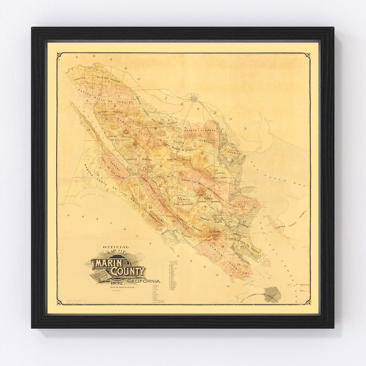 Marin County Vintage Map 1892