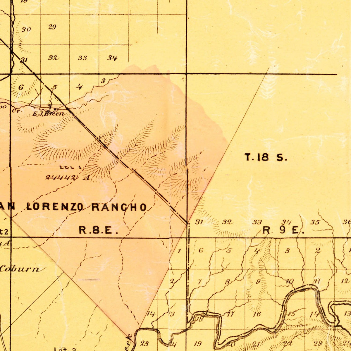 Restored historic details from the 1877 county map of Monterey County, California