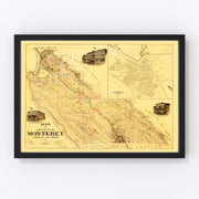 Monterey County Vintage Map 1877