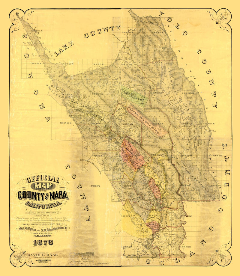 Size comparison using Vintage Map of Napa County, California 1876