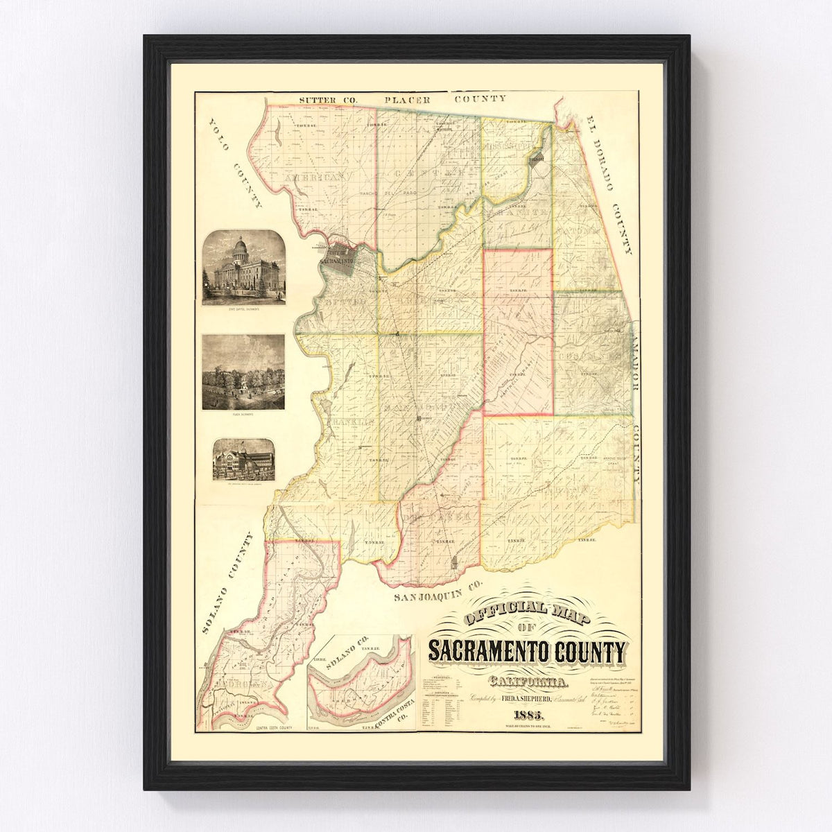 Sacramento County Vintage Map 1885