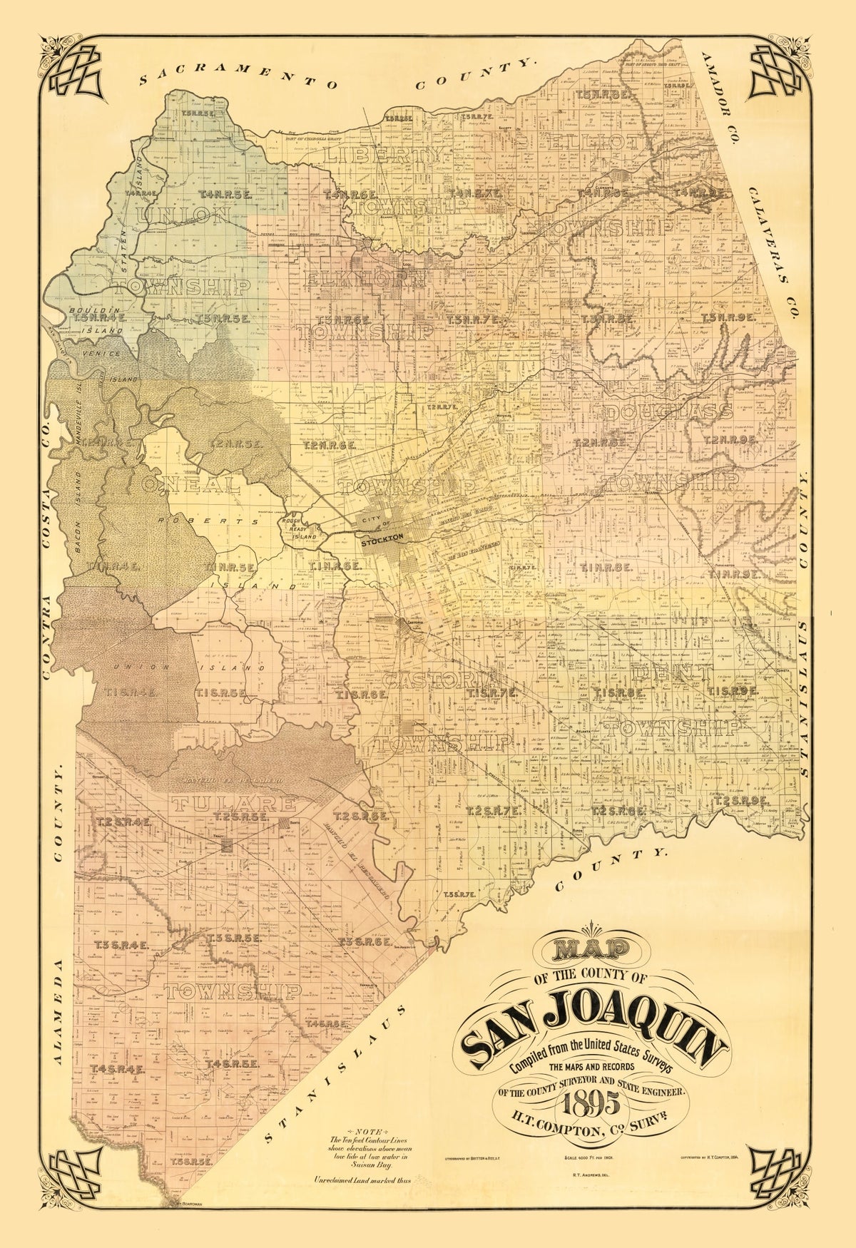 Preview of Vintage Map of San Joaquin County, California 1894