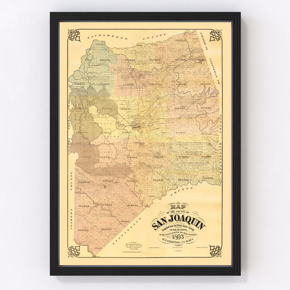 San Joaquin County Vintage Map 1894