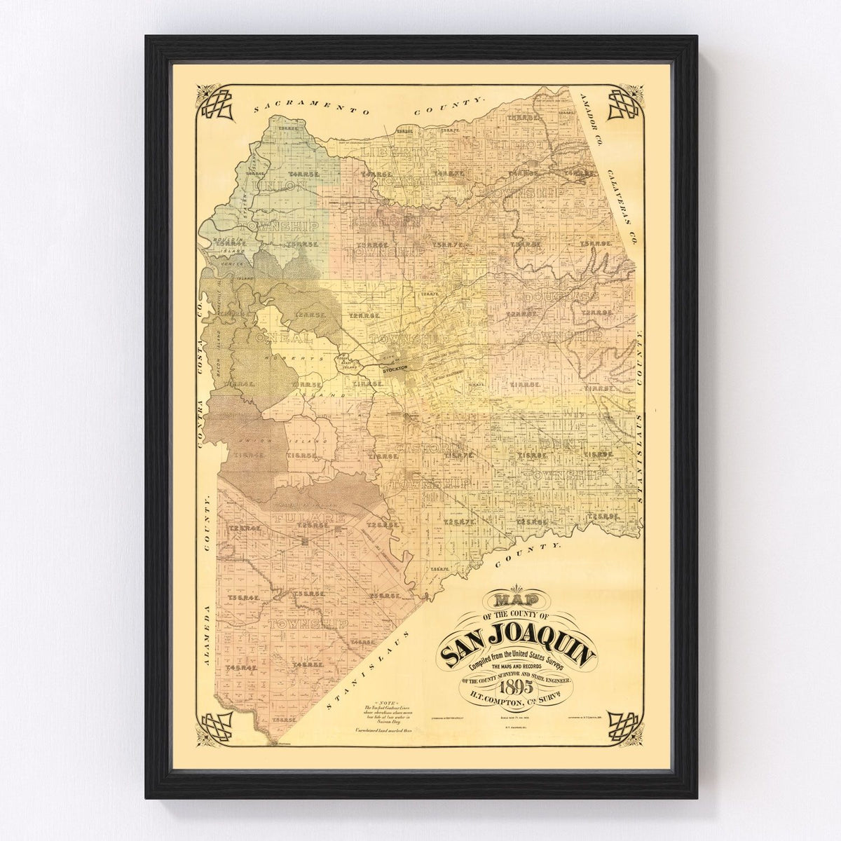 San Joaquin County Vintage Map 1894