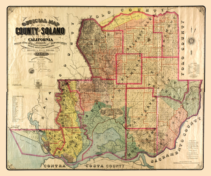 Size comparison using Vintage Map of Solano County, California 1890