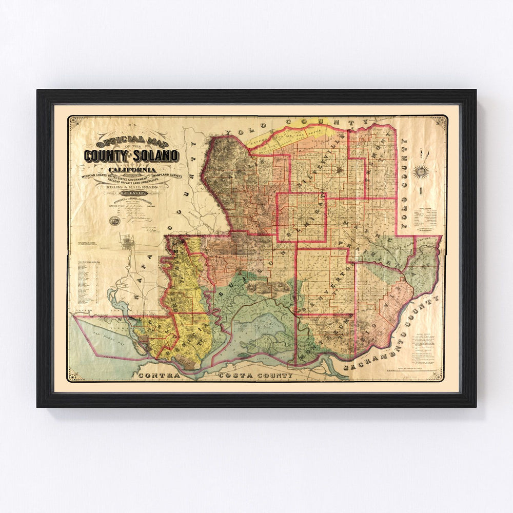 Solano County Vintage Map 1890