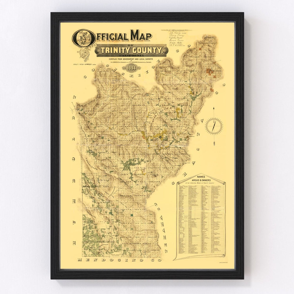 Trinity County Vintage Map 1894