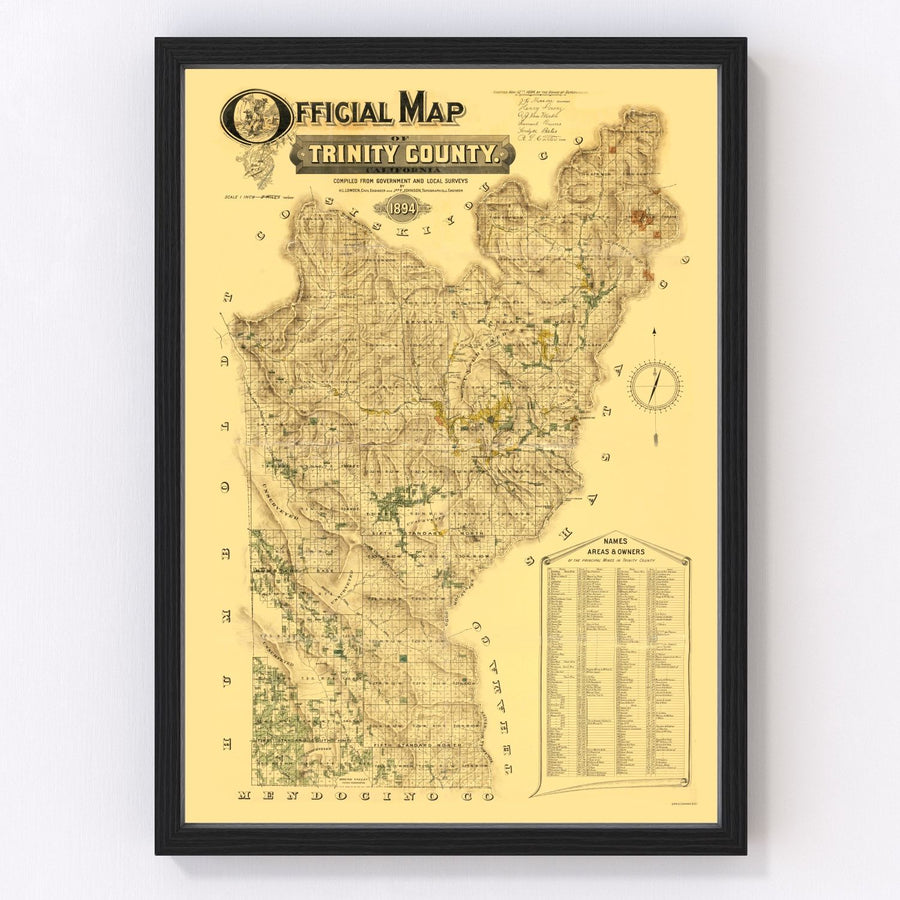 Trinity County Vintage Map 1894