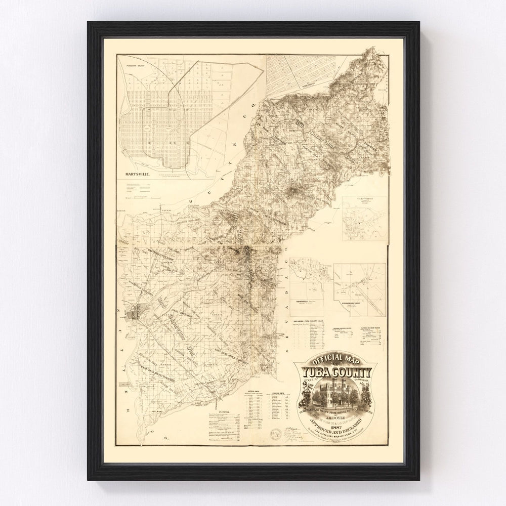 Yuba County Vintage Map 1887