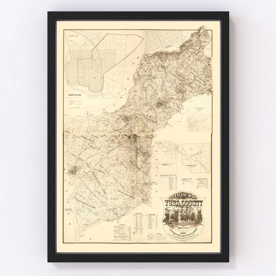 Yuba County Vintage Map 1887
