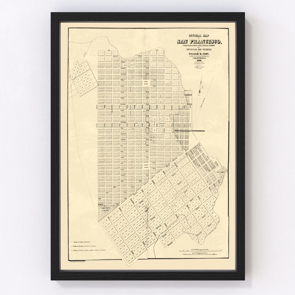 San Francisco Vintage Map 1849
