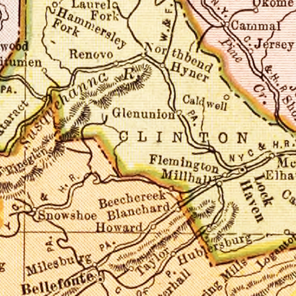 Restored historic details from the 1903 state map of Pennsylvania, Pennsylvania
