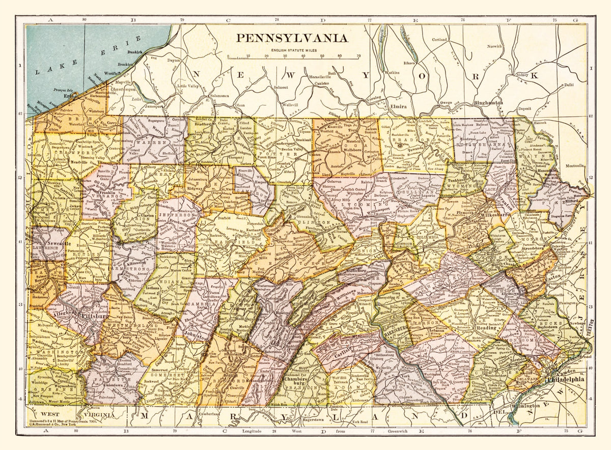 Preview of Vintage Map of Pennsylvania 1903