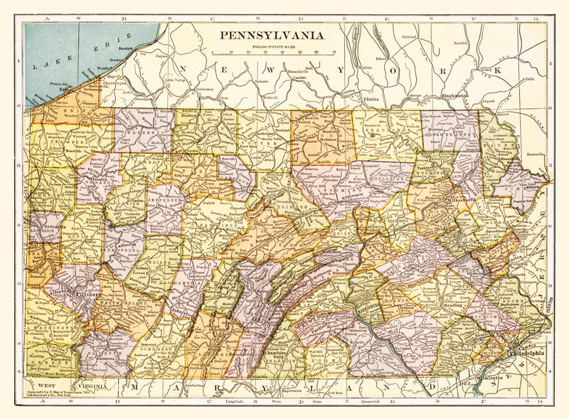 Size comparison using Vintage Map of Pennsylvania 1903