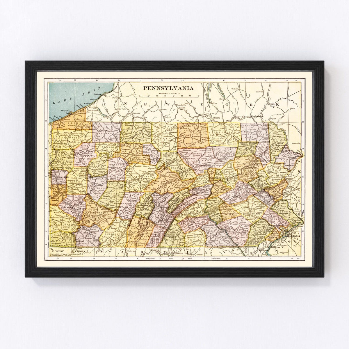 Pennsylvania Vintage Map 1903