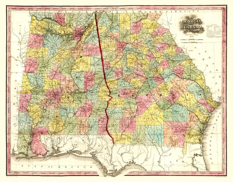 Size comparison using Vintage Map of Alabama 1853