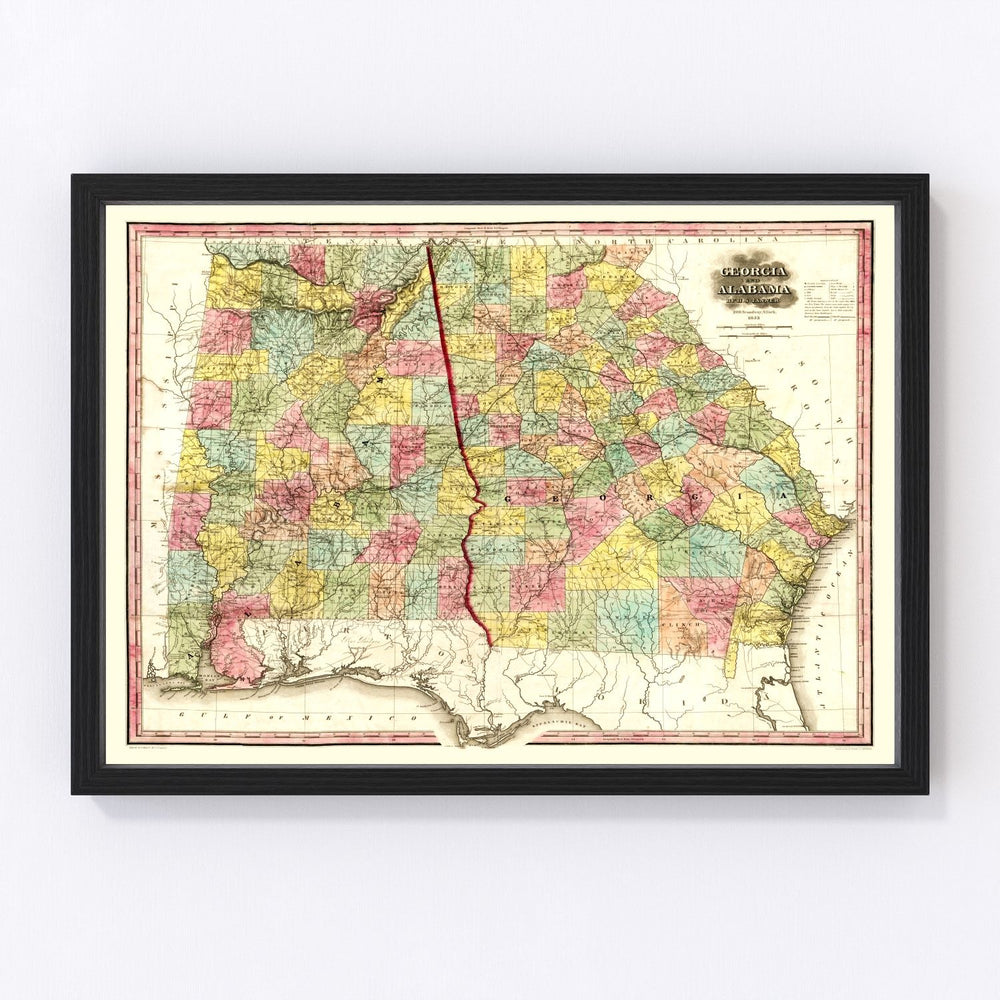 Alabama Vintage Map 1853