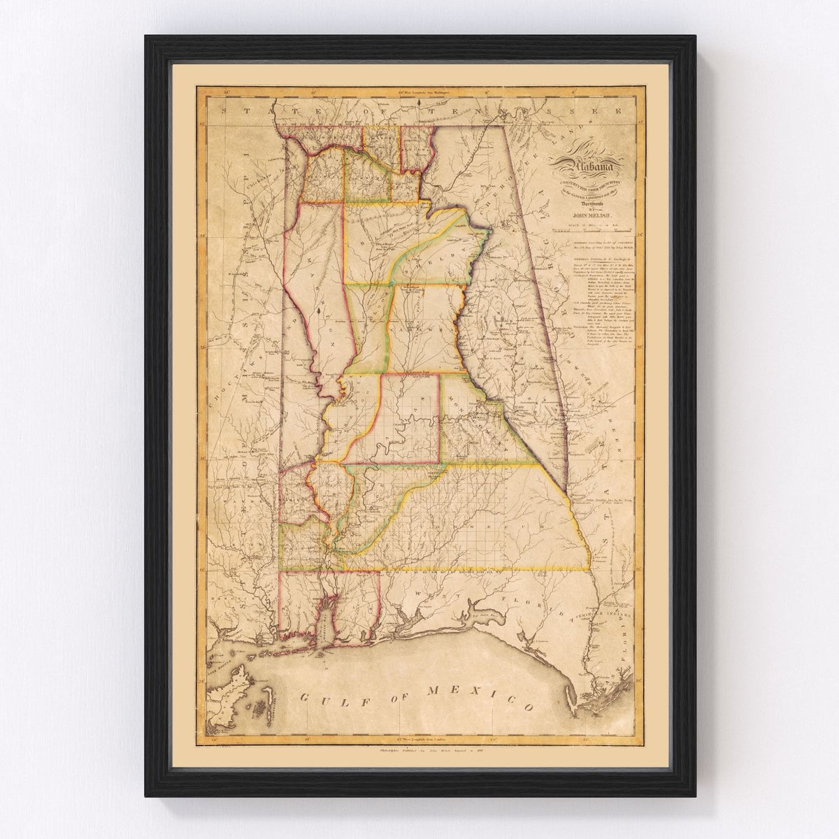 Alabama Vintage Map 1818