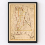 Alabama Vintage Map 1818