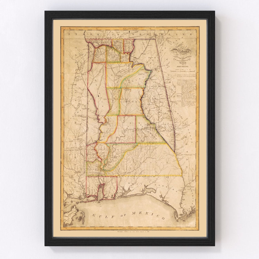 Vintage Map of Alabama 1818