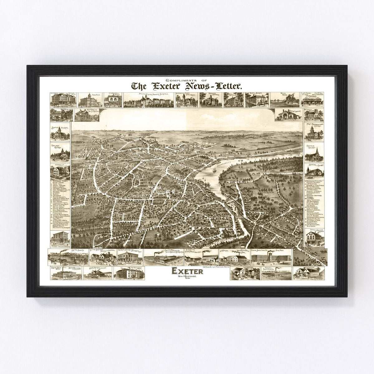 Exeter Vintage Map 1877