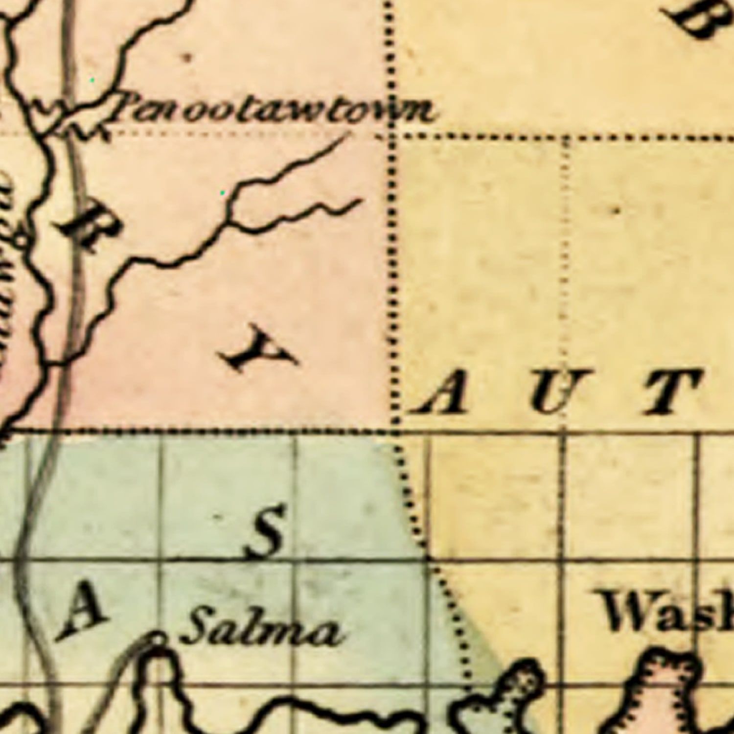 Restored historic details from the 1826 state map of Alabama, Alabama