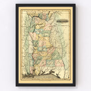 Alabama Vintage Map 1826