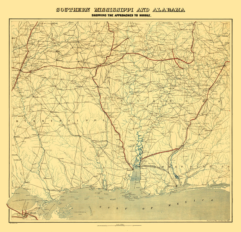 Size comparison using Vintage Map of Alabama 1863