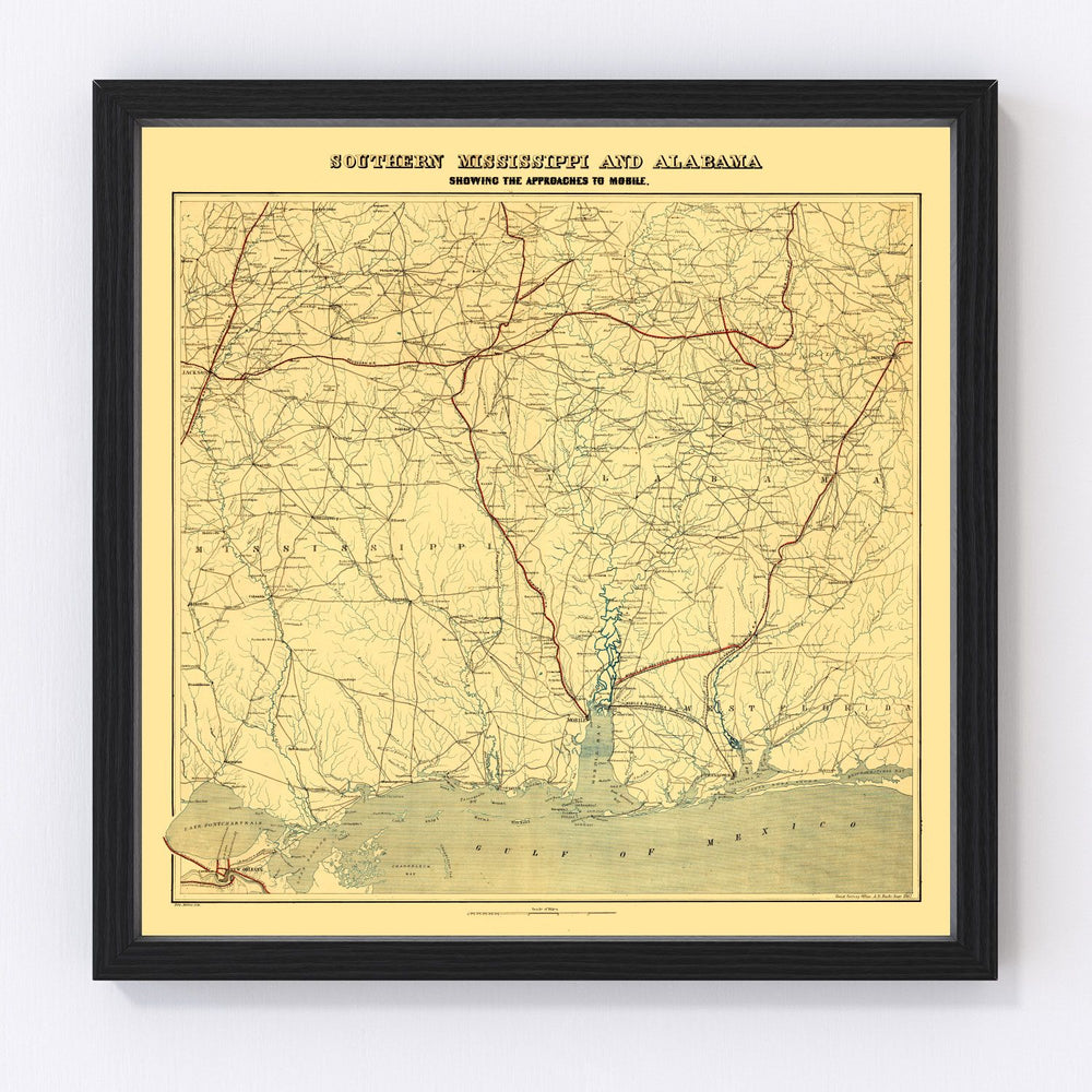 Alabama Vintage Map 1863