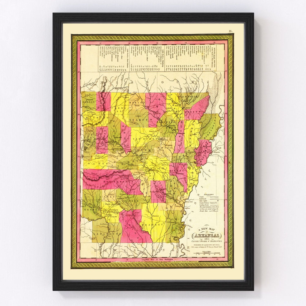 Arkansas Vintage Map 1847