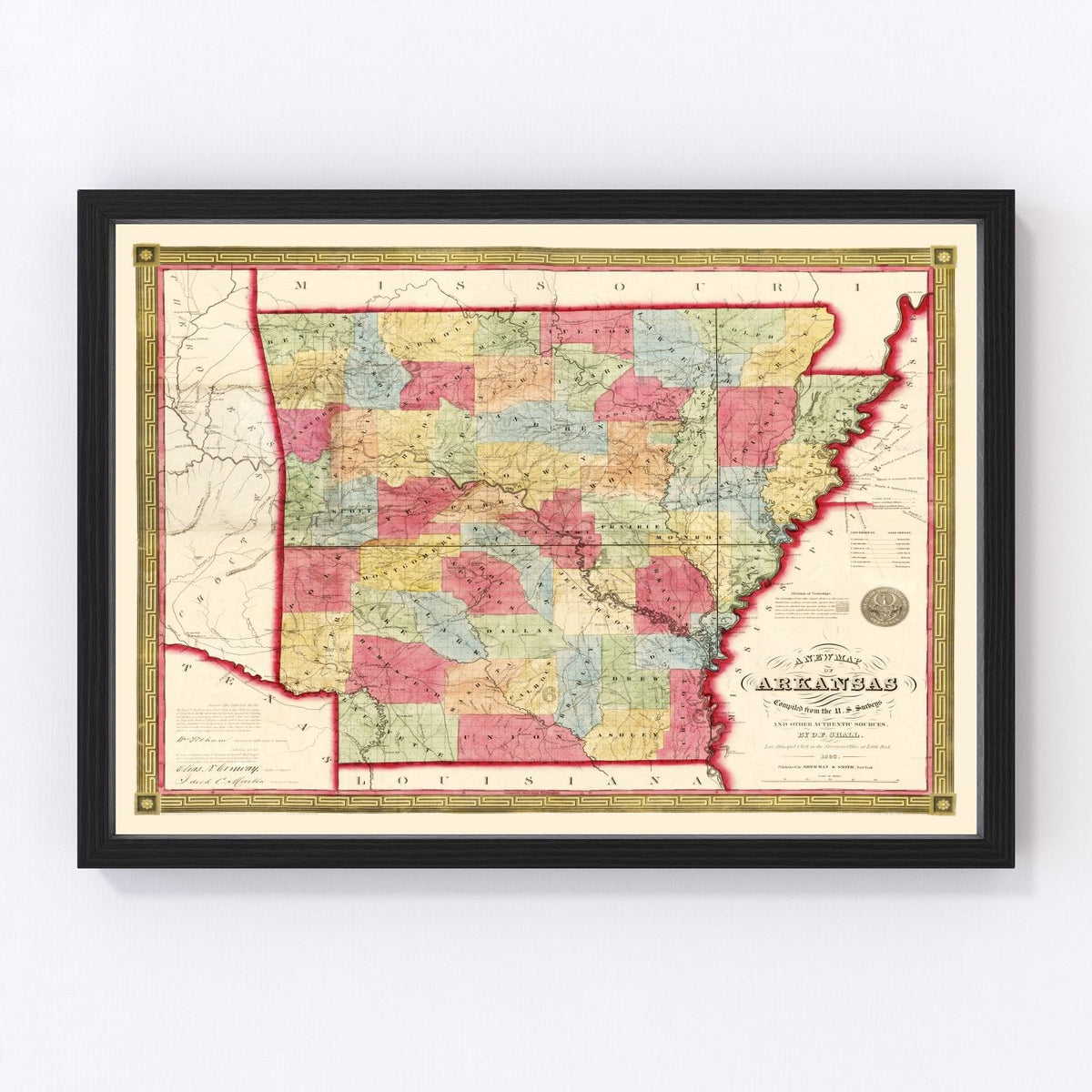 Arkansas Vintage Map 1852