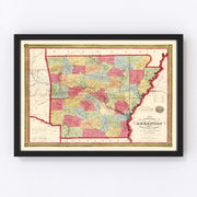 Arkansas Vintage Map 1852