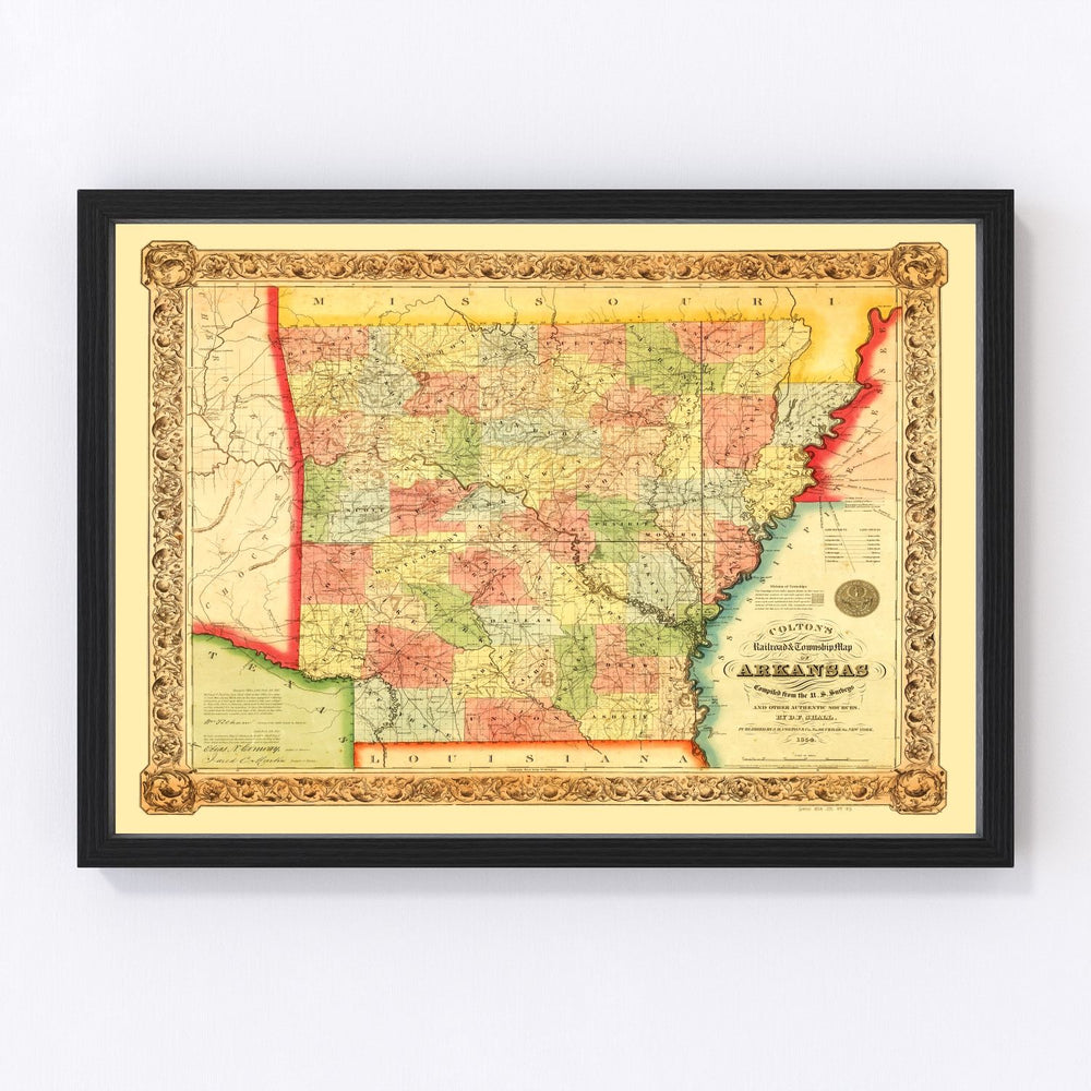 Arkansas Vintage Map 1854