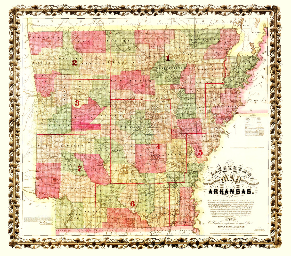 Preview of Vintage Map of Arkansas 1866