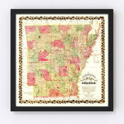 Arkansas Vintage Map 1866