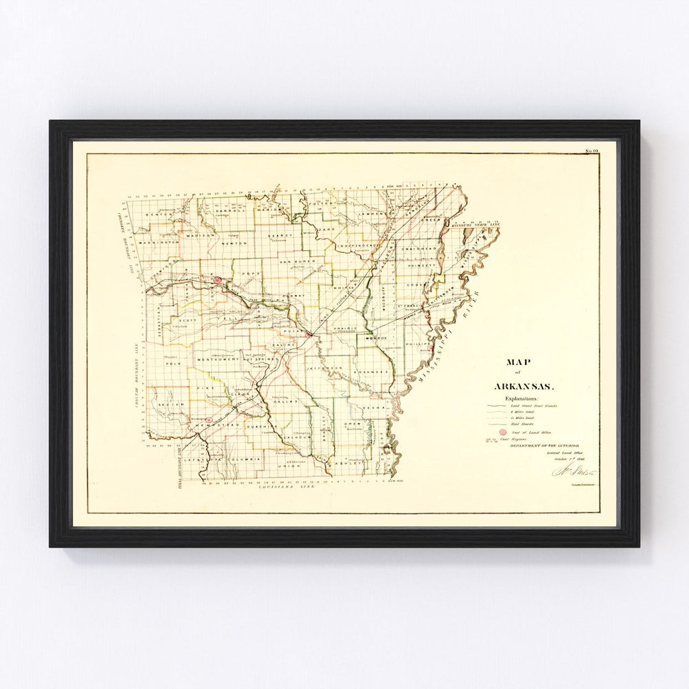 Arkansas Vintage Map 1866