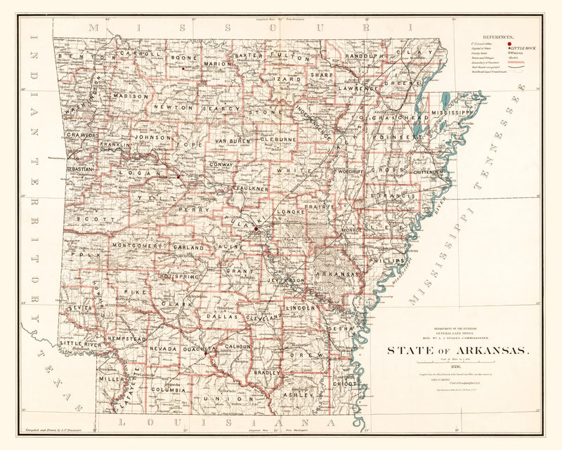 Size comparison using Vintage Map of Arkansas 1886