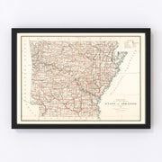Arkansas Vintage Map 1886