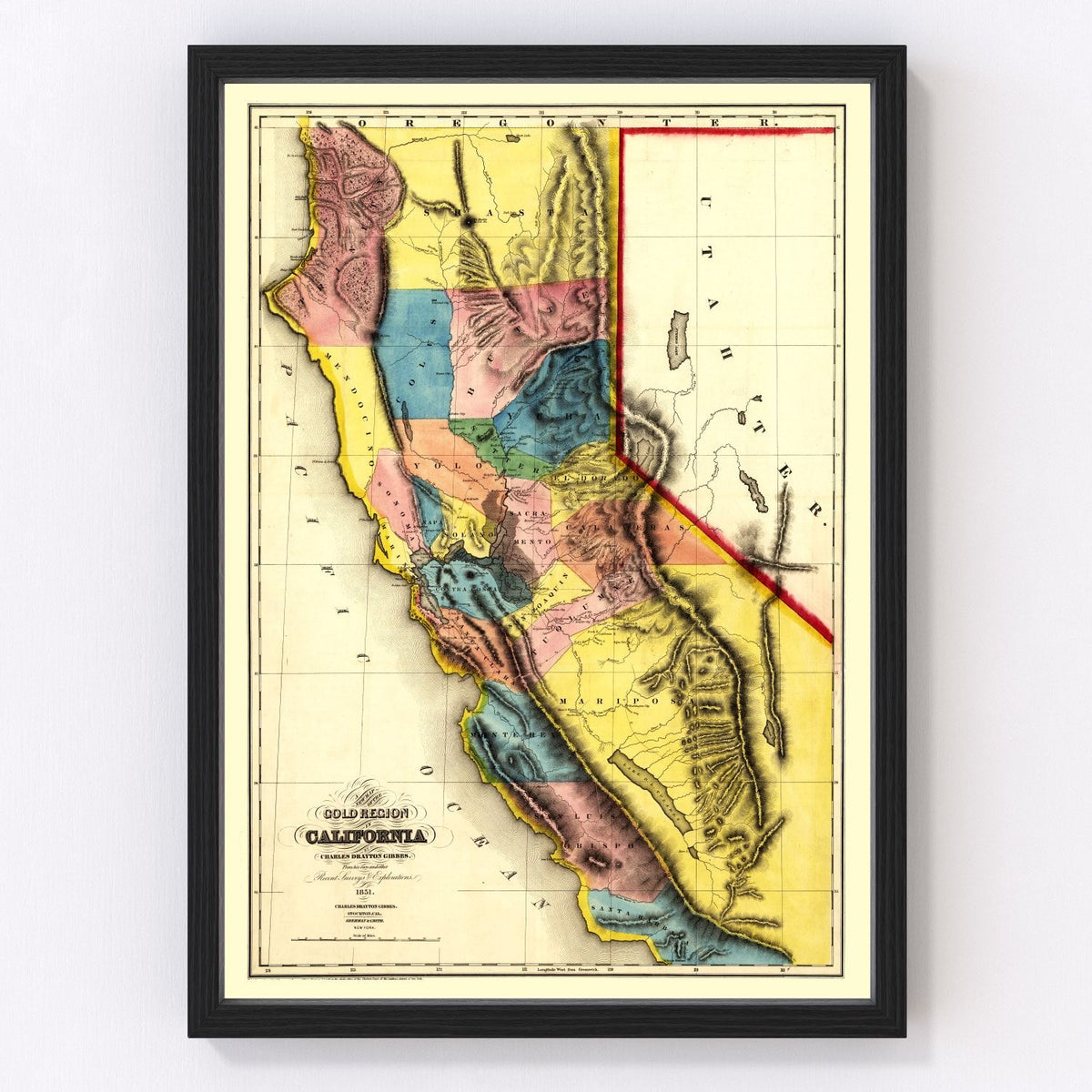 California Vintage Map 1851