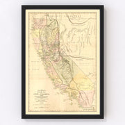 California Vintage Map 1851