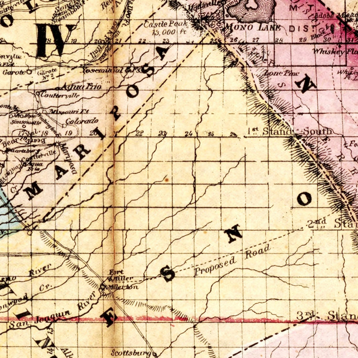 Restored historic details from the 1867 state map of California, California
