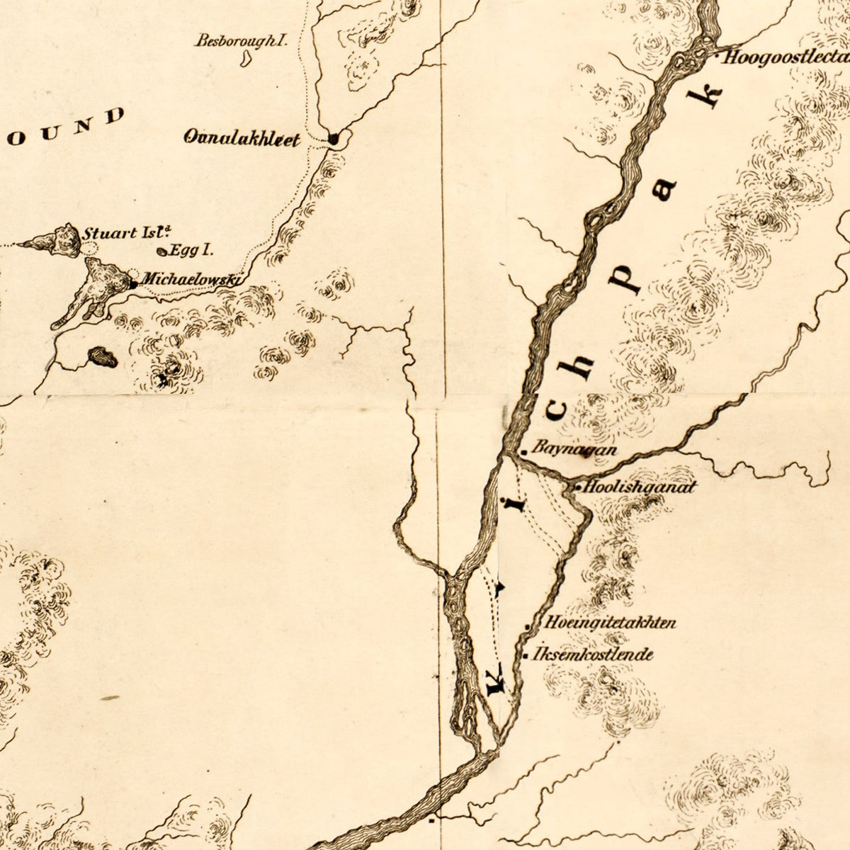 Restored historic details from the 1867 state map of Alaska, Alaska